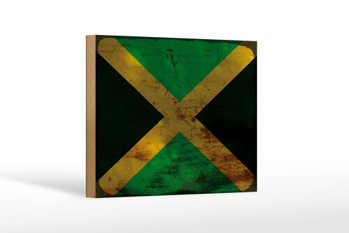 Holzschild Flagge Jamaika 18x12 cm Flag of Jamaica Rost Dekoration