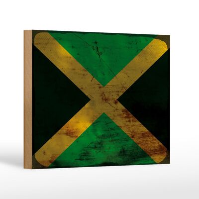 Holzschild Flagge Jamaika 18x12 cm Flag of Jamaica Rost Dekoration