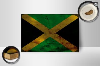 Panneau en bois drapeau Jamaïque 18x12 cm Drapeau de la Jamaïque décoration rouille 2