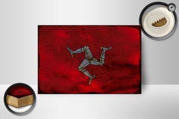 Panneau en bois drapeau Île de Man 18x12 cm Décoration rouille Île de Man 2