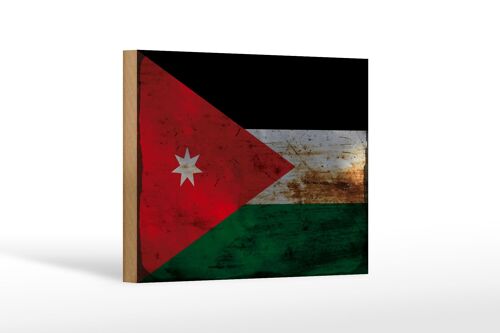 Holzschild Flagge Jordanien 18x12 cm Flag of Jordan Rost Dekoration