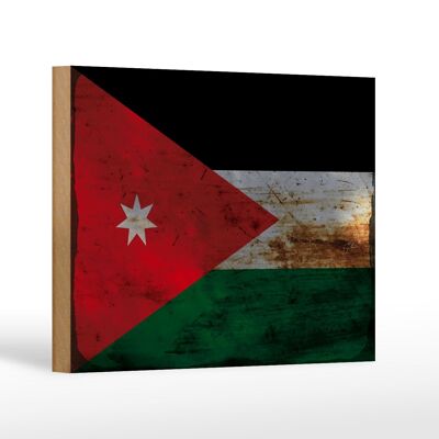 Letrero de madera bandera Jordania 18x12 cm Bandera de Jordania decoración óxido