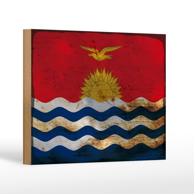 Letrero de madera bandera Kiribati 18x12cm Bandera de Kiribati decoración óxido