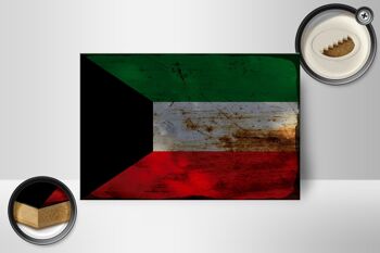 Panneau en bois drapeau Koweït 18x12 cm Drapeau du Koweït décoration rouille 2