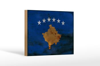 Panneau en bois drapeau Kosovo 18x12 cm Drapeau du Kosovo décoration rouille 1