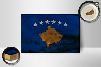 Panneau en bois drapeau Kosovo 18x12 cm Drapeau du Kosovo décoration rouille 2