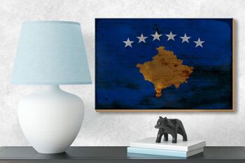 Panneau en bois drapeau Kosovo 18x12 cm Drapeau du Kosovo décoration rouille 3