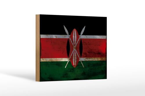 Holzschild Flagge Kenia 18x12 cm Flag of Kenya Rost Dekoration