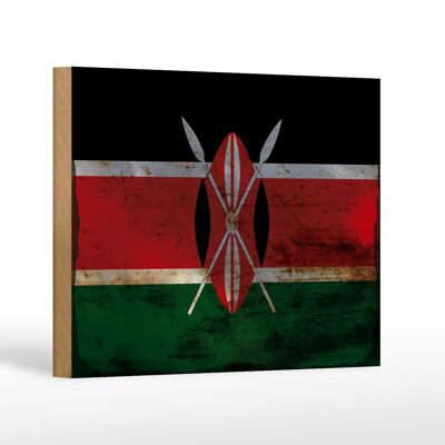 Cartello in legno bandiera Kenya 18x12 cm Bandiera del Kenya decoro ruggine