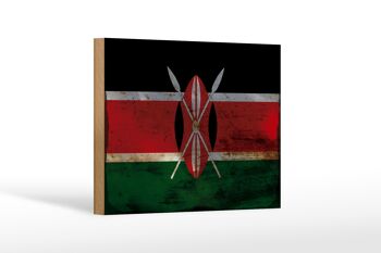 Panneau en bois drapeau Kenya 18x12 cm Drapeau du Kenya décoration rouille 1