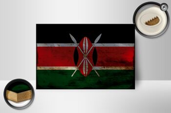 Panneau en bois drapeau Kenya 18x12 cm Drapeau du Kenya décoration rouille 2