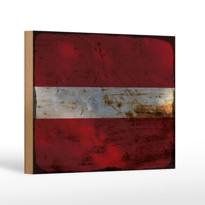 Holzschild Flagge Lettland 18x12 cm Flag of Latvia Rost Dekoration