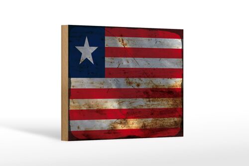 Holzschild Flagge Liberia 18x12 cm Flag of Liberia Rost Dekoration