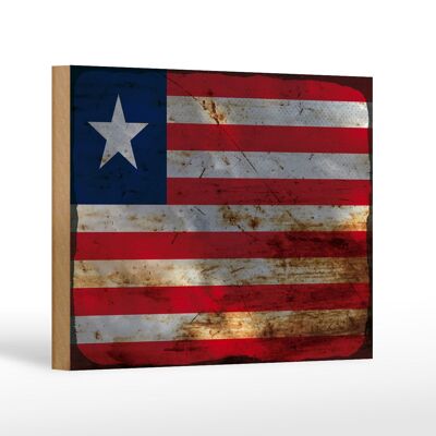 Letrero de madera bandera Liberia 18x12 cm Bandera de Liberia decoración óxido