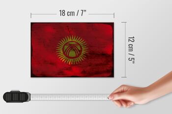 Panneau en bois drapeau Kirghizistan 18x12 cm Kirghizistan décoration rouille 4