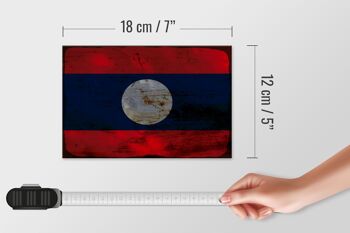 Panneau en bois drapeau Laos 18x12 cm Drapeau du Laos décoration rouille 4
