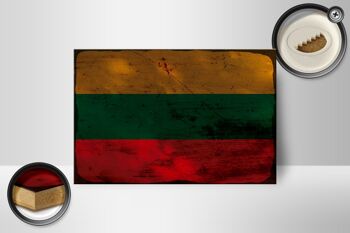 Panneau en bois drapeau Lituanie 18x12 cm Drapeau de Lituanie décoration rouille 2