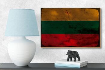 Panneau en bois drapeau Lituanie 18x12 cm Drapeau de Lituanie décoration rouille 3