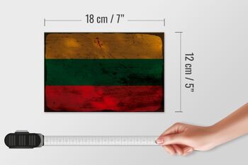 Panneau en bois drapeau Lituanie 18x12 cm Drapeau de Lituanie décoration rouille 4