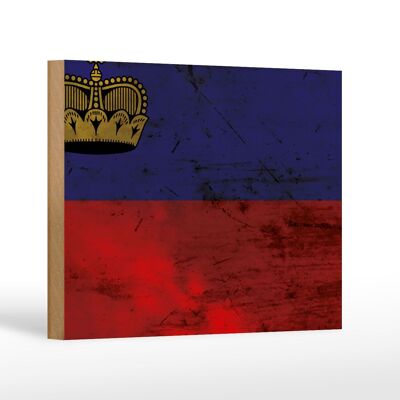 Cartello in legno bandiera Liechtenstein 18x12 cm decoro ruggine