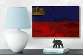 Panneau en bois drapeau Liechtenstein 18x12 cm drapeau décoration rouille 3