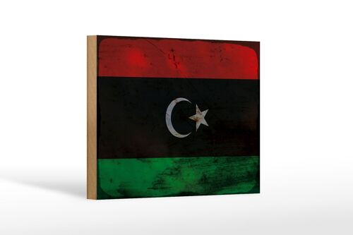 Holzschild Flagge Libyen 18x12 cm Flag of Libya Rost Dekoration