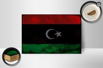 Panneau en bois drapeau Libye 18x12 cm Drapeau de la Libye décoration rouille 2