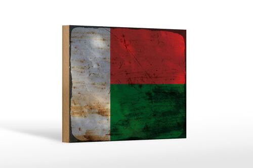 Holzschild Flagge Madagaskar 18x12 cm Madagascar Rost Dekoration