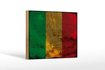 Panneau en bois drapeau Mali 18x12 cm Drapeau du Mali décoration rouille 1
