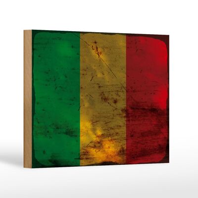 Holzschild Flagge Mali 18x12 cm Flag of Mali Rost Dekoration