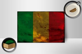 Panneau en bois drapeau Mali 18x12 cm Drapeau du Mali décoration rouille 2