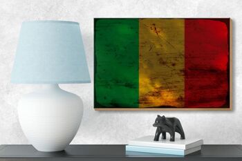 Panneau en bois drapeau Mali 18x12 cm Drapeau du Mali décoration rouille 3