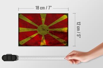 Panneau en bois drapeau Macédoine 18x12 cm Drapeau Macédoine décoration rouille 4