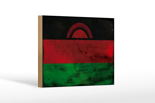Holzschild Flagge Malawi 18x12 cm Flag of Malawi Rost Dekoration