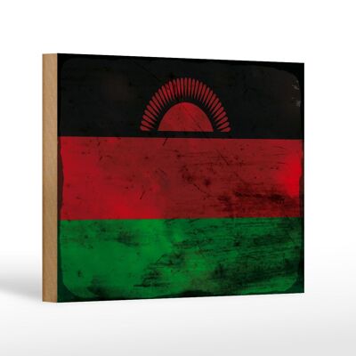 Panneau en bois drapeau Malawi 18x12 cm Drapeau du Malawi décoration rouille