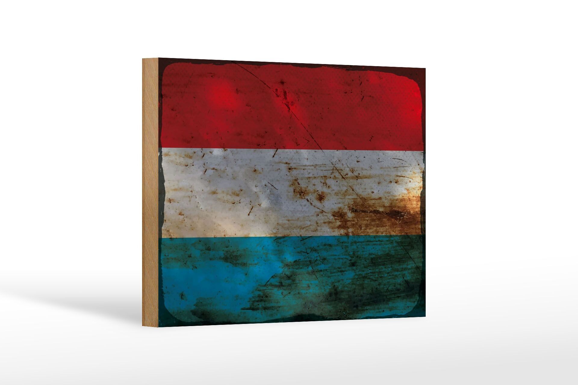 Cartello in legno bandiera Lussemburgo 18x12 cm Bandiera Lussemburgo decoro ruggine