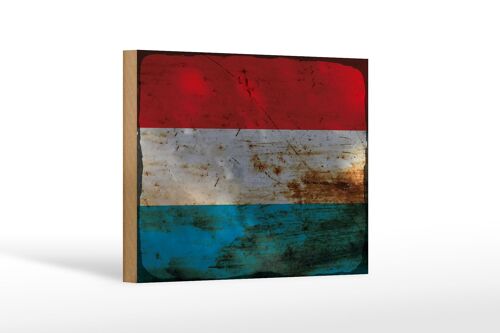 Holzschild Flagge Luxemburg 18x12 cm Flag Luxembourg Rost Dekoration