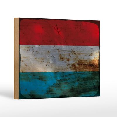 Holzschild Flagge Luxemburg 18x12 cm Flag Luxembourg Rost Dekoration