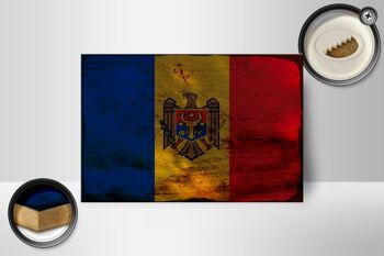 Panneau en bois drapeau Moldavie 18x12 cm Drapeau de la Moldavie décoration rouille 2