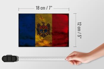 Panneau en bois drapeau Moldavie 18x12 cm Drapeau de la Moldavie décoration rouille 4