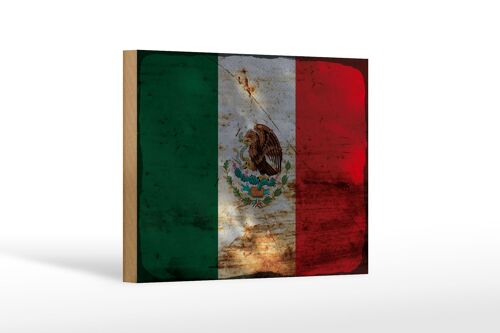 Holzschild Flagge Mexiko 18x12 cm Flag of Mexico Rost Dekoration