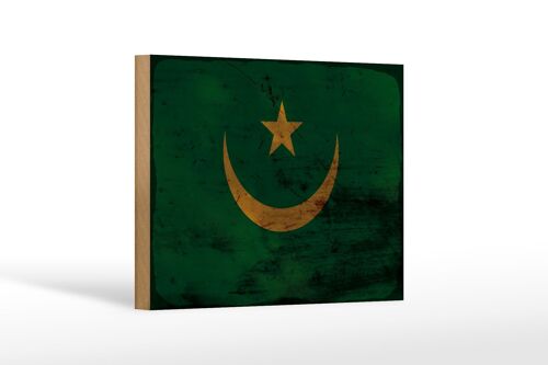 Holzschild Flagge Mauretanien 18x12cm Flag Mauritania Rost Dekoration