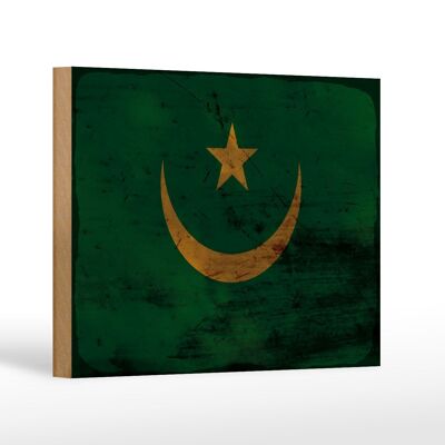 Cartello in legno bandiera Mauritania 18x12cm Bandiera Mauritania decorazione ruggine