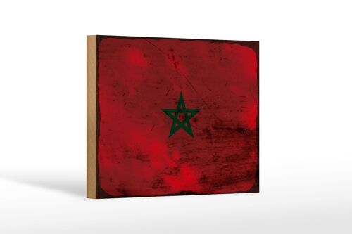 Holzschild Flagge Marokko 18x12 cm Flag of Morocco Rost Dekoration