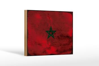 Panneau en bois drapeau Maroc 18x12 cm Drapeau du Maroc décoration rouille 1
