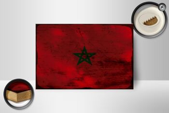 Panneau en bois drapeau Maroc 18x12 cm Drapeau du Maroc décoration rouille 2