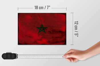 Panneau en bois drapeau Maroc 18x12 cm Drapeau du Maroc décoration rouille 4