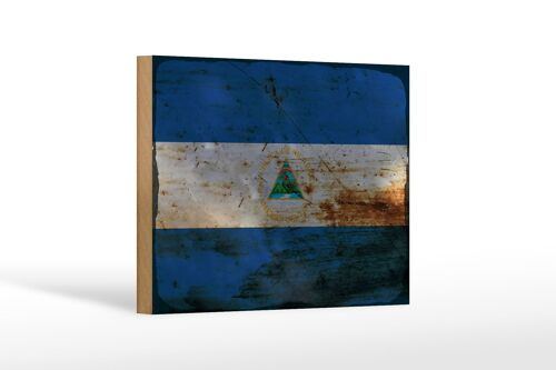Holzschild Flagge Nicaragua 18x12 cm Flag Nicaragua Rost Dekoration