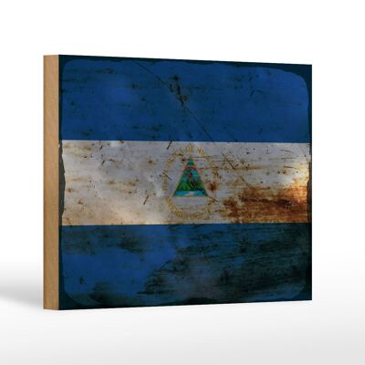 Letrero de madera bandera Nicaragua 18x12 cm Bandera Nicaragua decoración óxido