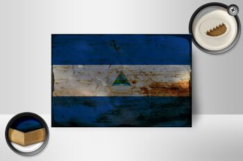 Panneau en bois drapeau Nicaragua 18x12 cm Drapeau Nicaragua décoration rouille 2